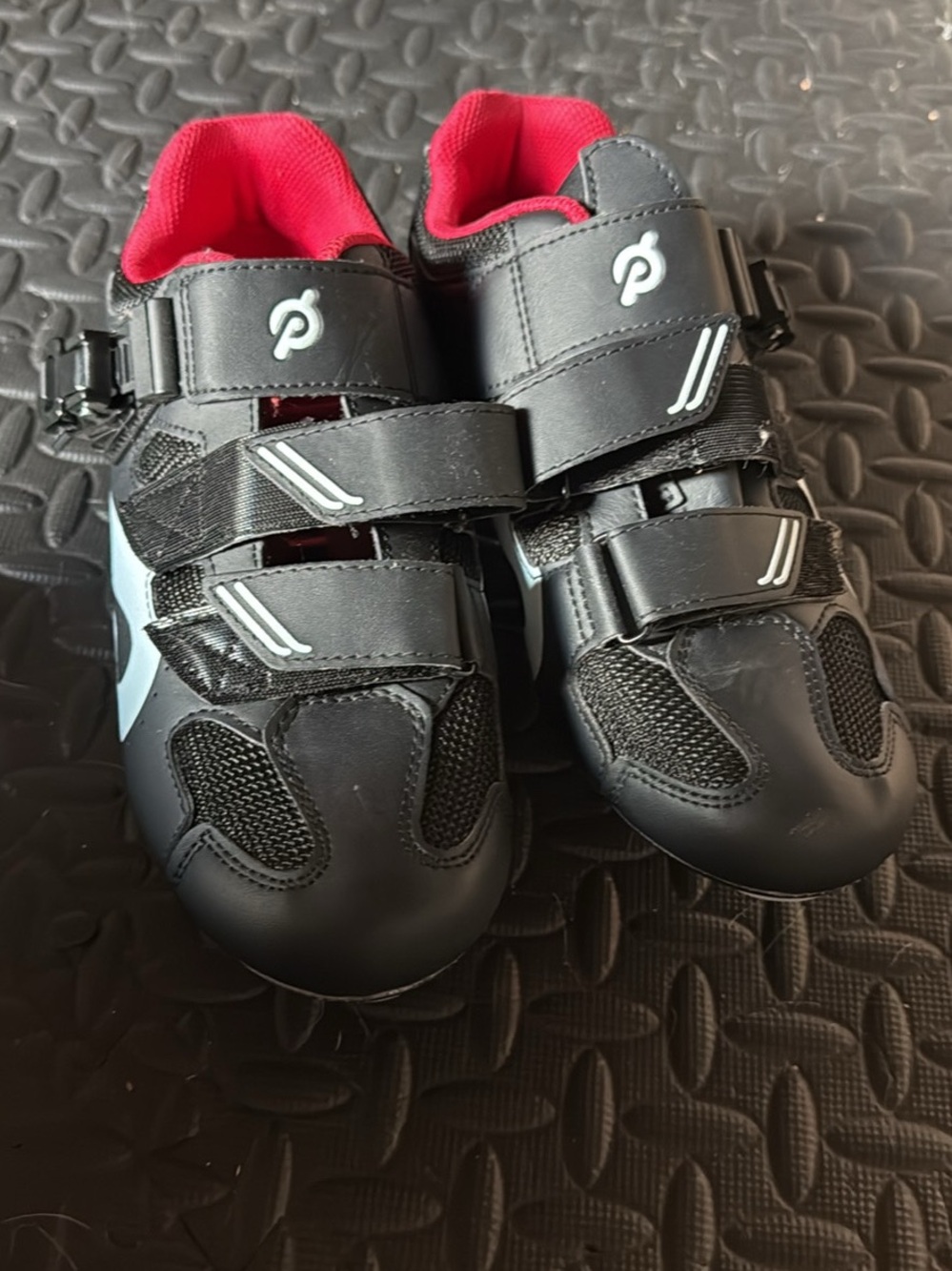 Peloton Black and Pink Women’s Cycling Shoes with Secure Strap Closures